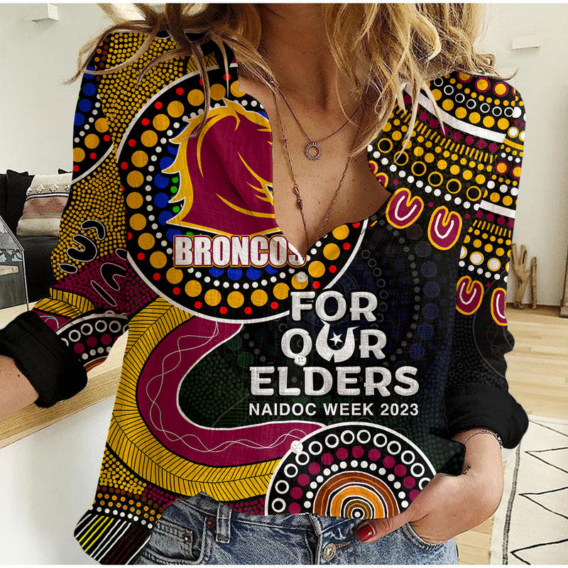 Broncos Rugby Casual Shirt NAIDOC 2023 Patterns - Vibe Hoodie Shop