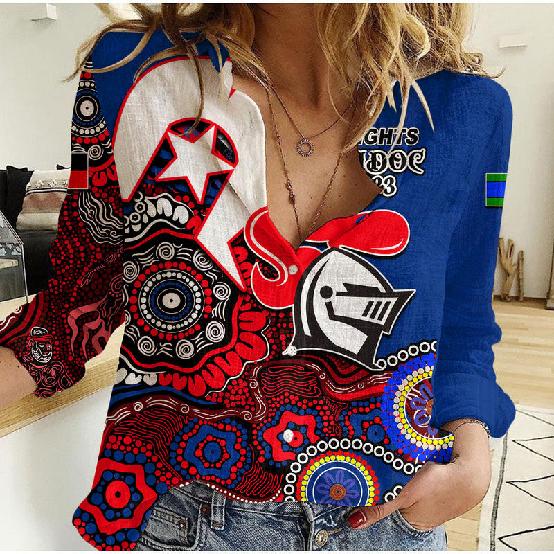 Knights Rugby Casual Shirt NAIDOC 2023 Patterns - Vibe Hoodie Shop