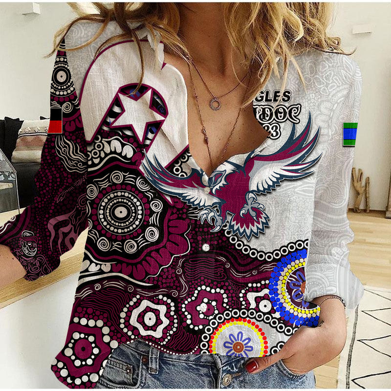 Sea Eagles Rugby Casual Shirt NAIDOC 2023 Patterns - Vibe Hoodie Shop