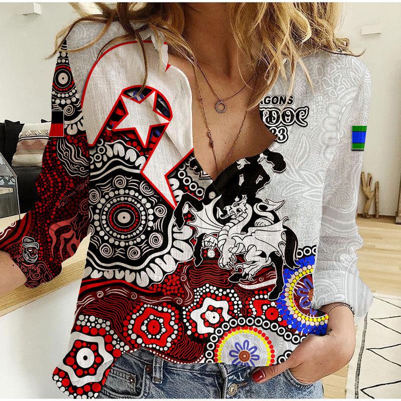 Dragons Rugby Casual Shirt NAIDOC 2023 Patterns - Vibe Hoodie Shop