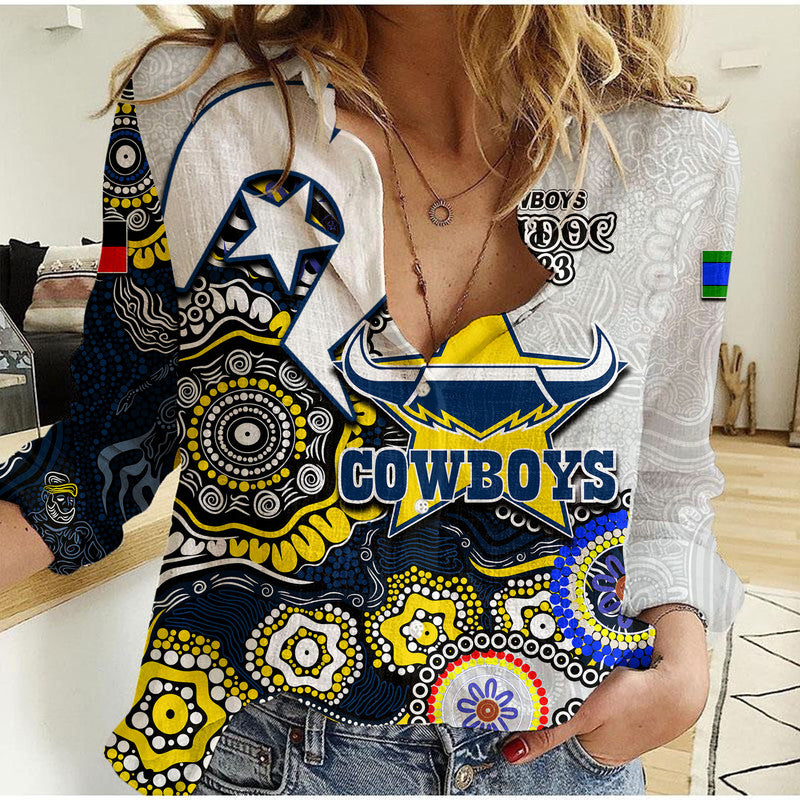 Cowboys Rugby Casual Shirt NAIDOC 2023 Patterns - Vibe Hoodie Shop