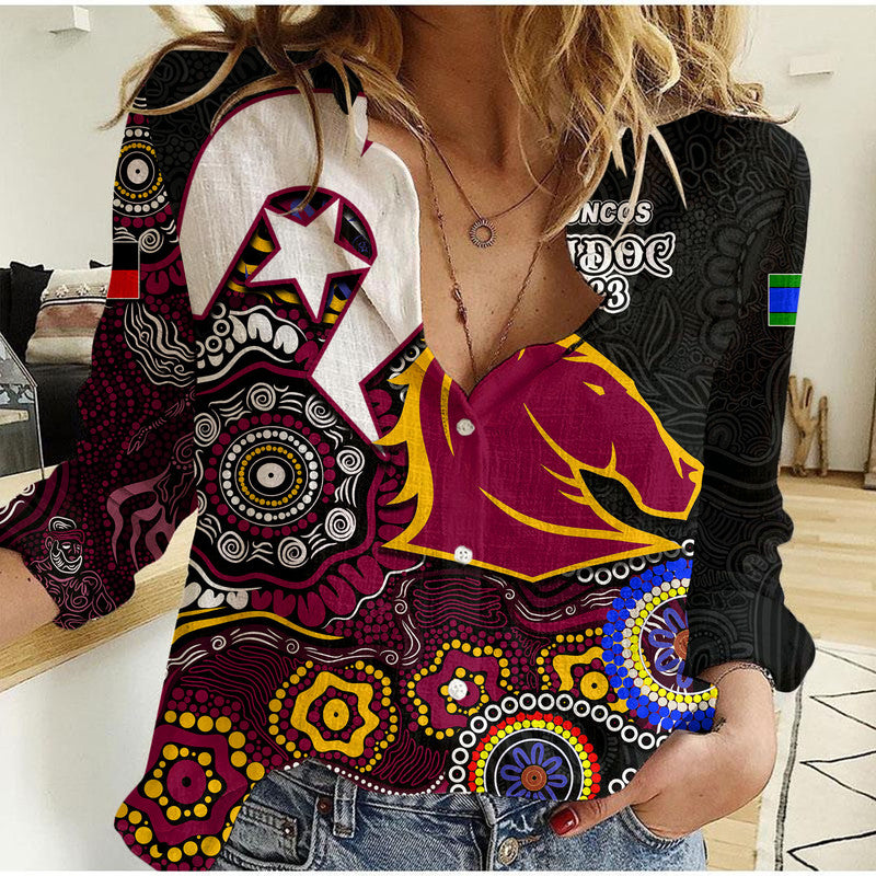 Broncos Rugby Casual Shirt NAIDOC 2023 Patterns - Vibe Hoodie Shop