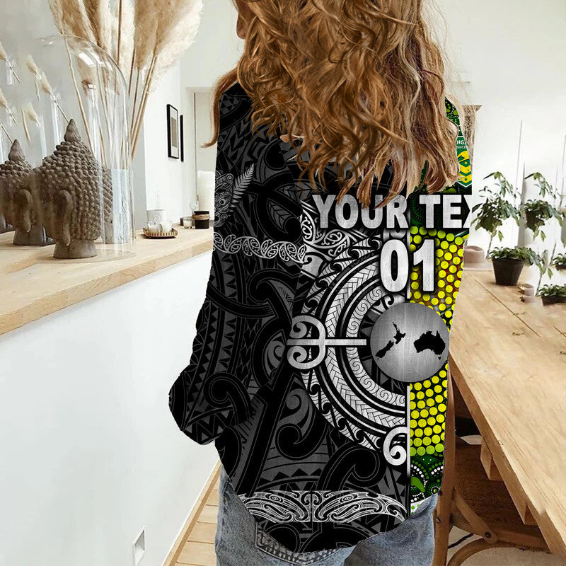 (Custom Personalised) New Zealand Maori All Black And Australia Kangaroos Aboriginal Woman Casual Shirt Rugby Together - Vibe Hoodie Shop