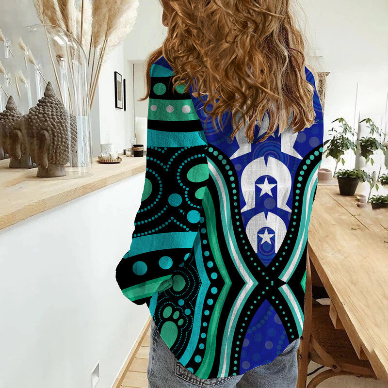 (Custom Personalised) Torres Strait Symbol And Aboriginal Woman Casual Shirt Patterns - Vibe Hoodie Shop