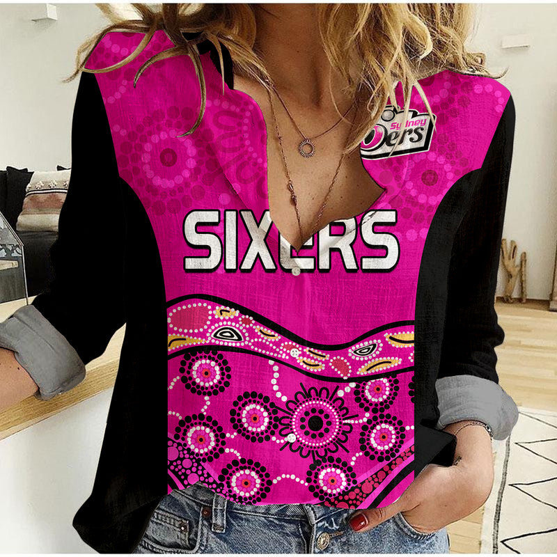 (Custom Personalised) Sixers Cricket Women Casual Shirt Sydney Aboriginal - Vibe Hoodie Shop