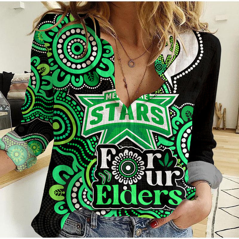 Melbourne Stars Cricket Women Casual Shirt NAIDOC Torres Strait For Our Elders - Vibe Hoodie Shop