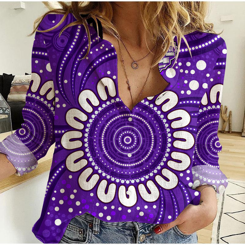 Hobart Hurricanes Cricket Women Casual Shirt Aboriginal - Vibe Hoodie Shop