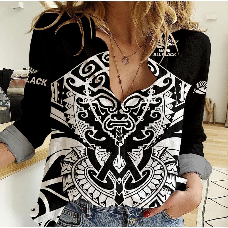 (Custom Text And Number) Aotearoa Silver Fern Rugby Sevens Women Casual Shirt Maori Tribal All Black - Vibe Hoodie Shop