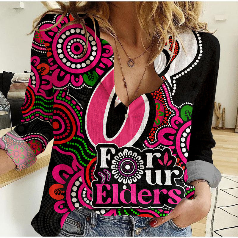 Sydney Sixers Cricket Women Casual Shirt NAIDOC Torres Strait For Our Elders - Vibe Hoodie Shop