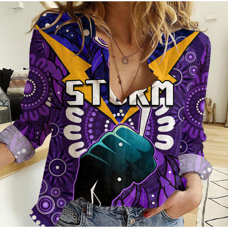 Storm Rugby Women Casual Shirt Indigenous With Thunder Go Storm - Vibe Hoodie Shop