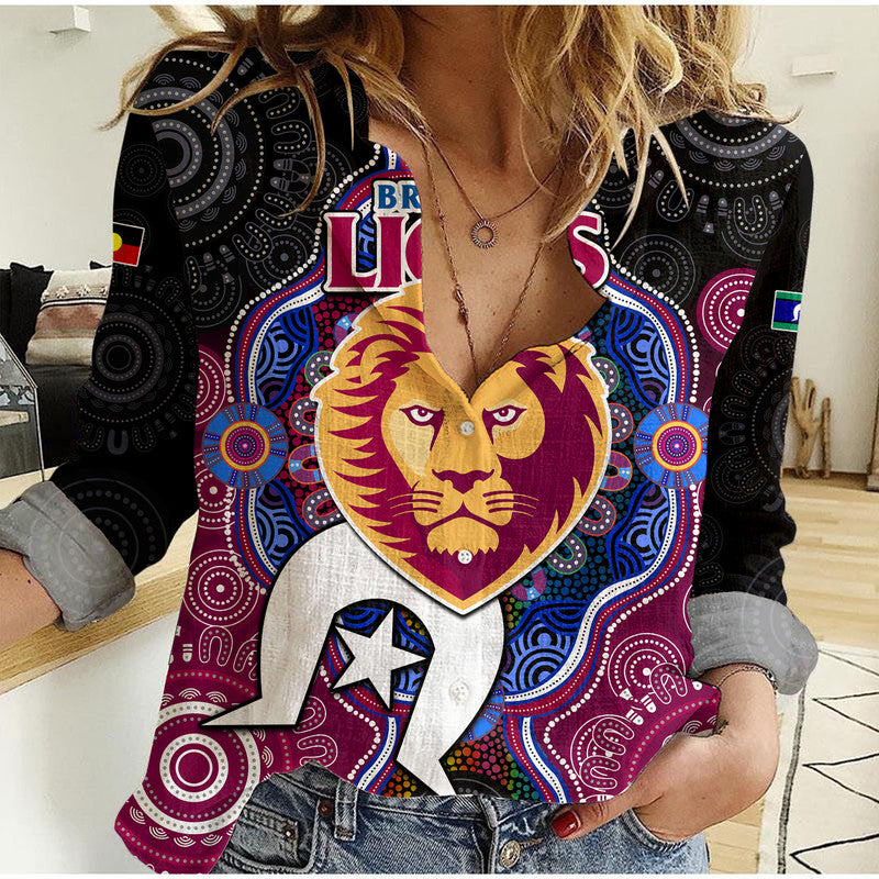 Brisbane Lions Football NAIDOC Week Women Casual Shirt Indigenous - Vibe Hoodie Shop