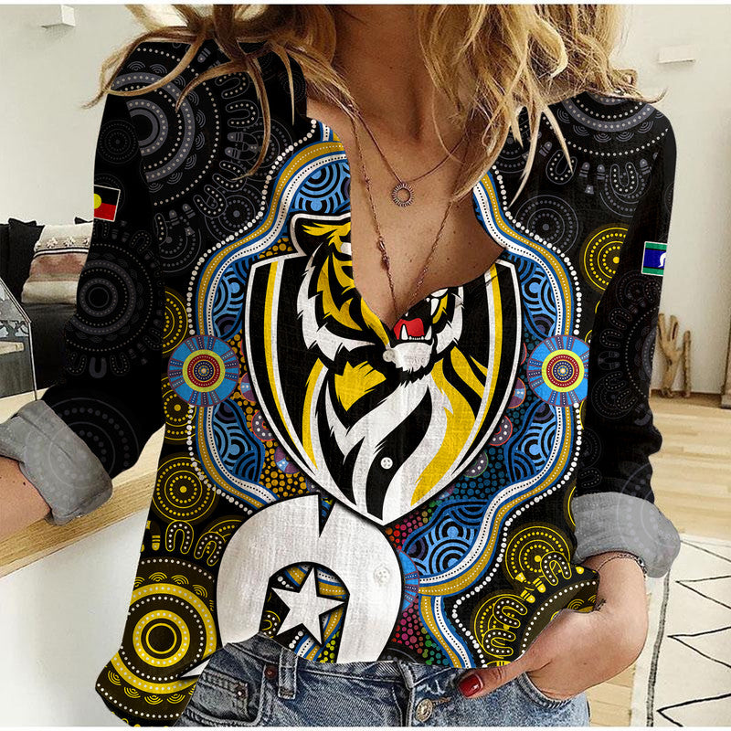 (Custom Personalised) Richmond Tigers Football NAIDOC Week Women Casual Shirt Indigenous - Vibe Hoodie Shop