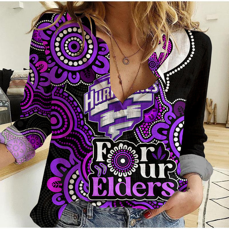 (Custom Personalised) Hobart Hurricanes Cricket Women Casual Shirt NAIDOC Torres Strait For Our Elders - Vibe Hoodie Shop