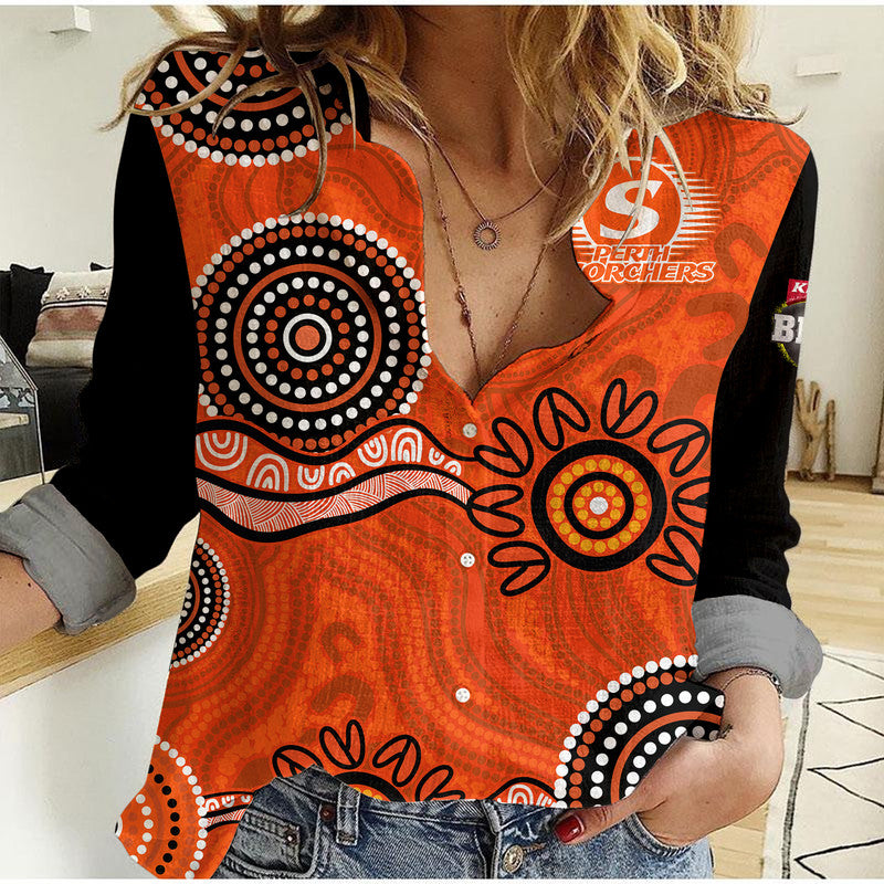(Custom Personalised) Perth Scorchers Cricket Dots Women Casual Shirt - Vibe Hoodie Shop