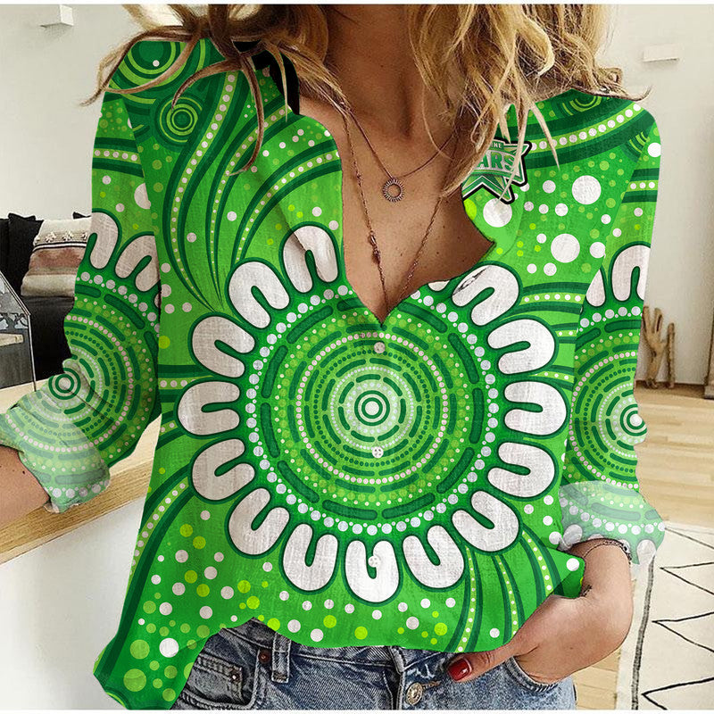 (Custom Personalised) Melbourne Stars Cricket Women Casual Shirt Aboriginal - Vibe Hoodie Shop