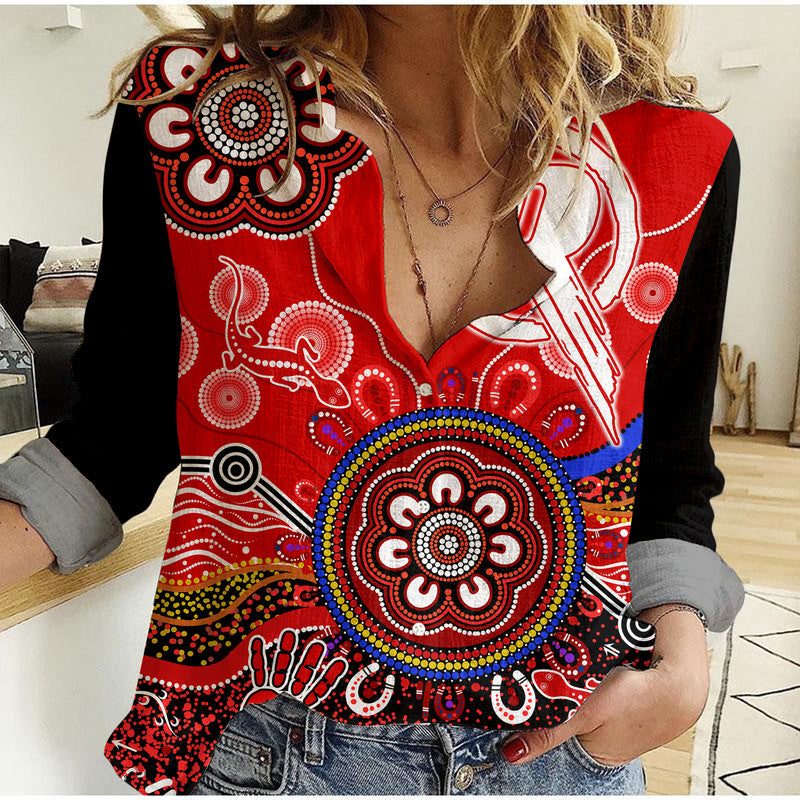 (Custom Personalised) Melbourne Renegades Women Casual Shirt Cricket Indigenous Aboriginal Lizard Version - Vibe Hoodie Shop