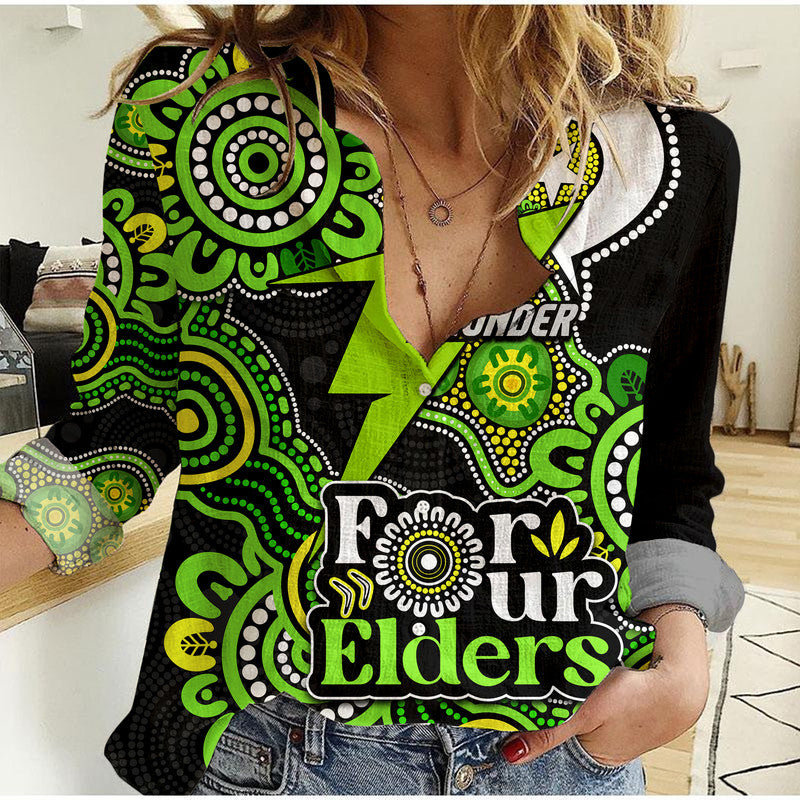 Sydney Thunder Cricket Women Casual Shirt NAIDOC Torres Strait For Our Elders - Vibe Hoodie Shop