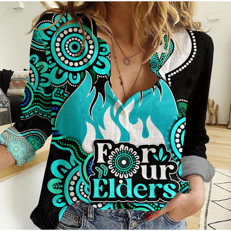 Brisbane Heat Cricket Women Casual Shirt NAIDOC Torres Strait For Our Elders - Vibe Hoodie Shop