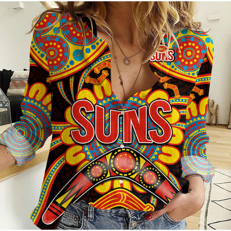 Suns Football Women Casual Shirt Boomerang Indigenous Dots - Vibe Hoodie Shop