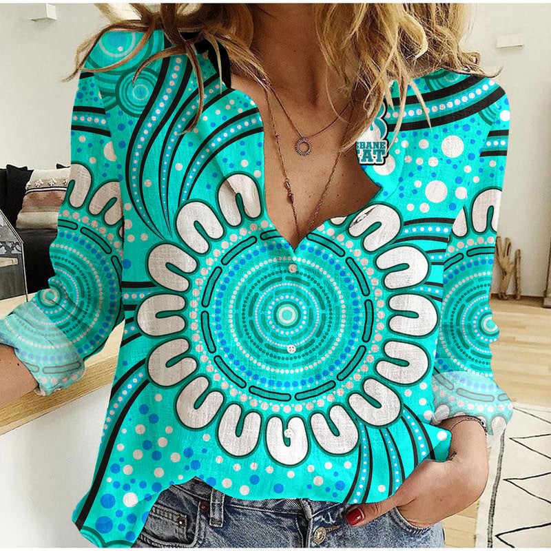 (Custom Personalised) Brisbane Heat Cricket Women Casual Shirt Aboriginal - Vibe Hoodie Shop