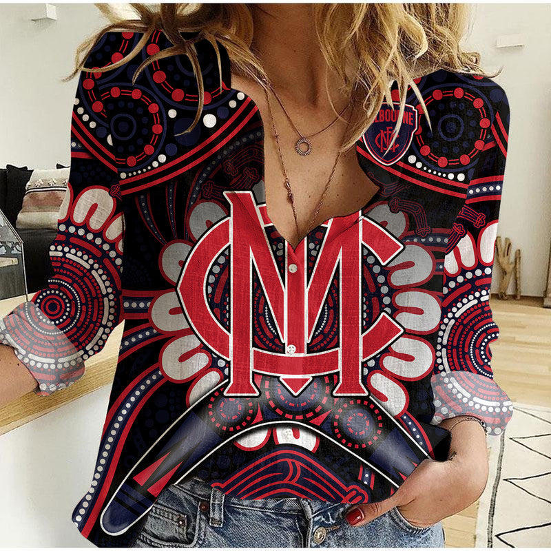 Demons Football Women Casual Shirt Boomerang Indigenous Dots - Vibe Hoodie Shop
