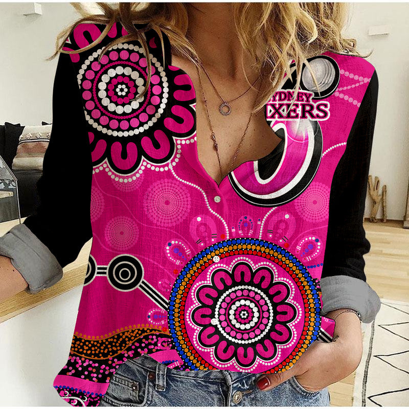 Sydney Sixers Women Casual Shirt Cricket Indigenous Aboriginal - Vibe Hoodie Shop