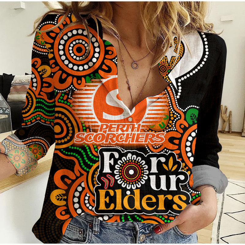 Perth Scorchers Cricket Women Casual Shirt NAIDOC Torres Strait For Our Elders - Vibe Hoodie Shop