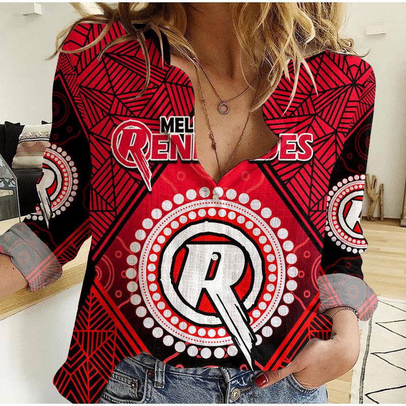 (Custom Personalised) Melbourne Renegades Indigenous Aboriginal Cricket Women Casual Shirt - Vibe Hoodie Shop