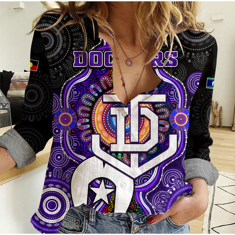 (Custom Personalised) Dockers Football NAIDOC Week Women Casual Shirt Indigenous - Vibe Hoodie Shop