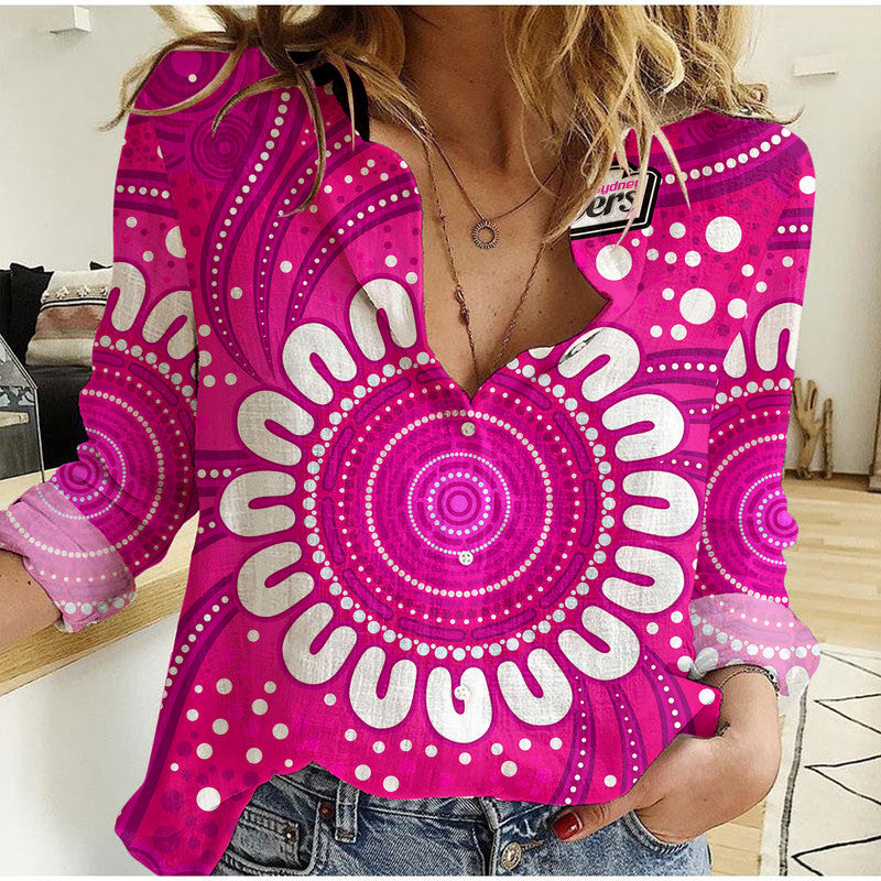 (Custom Personalised) Sydney Sixers Cricket Women Casual Shirt Aboriginal - Vibe Hoodie Shop
