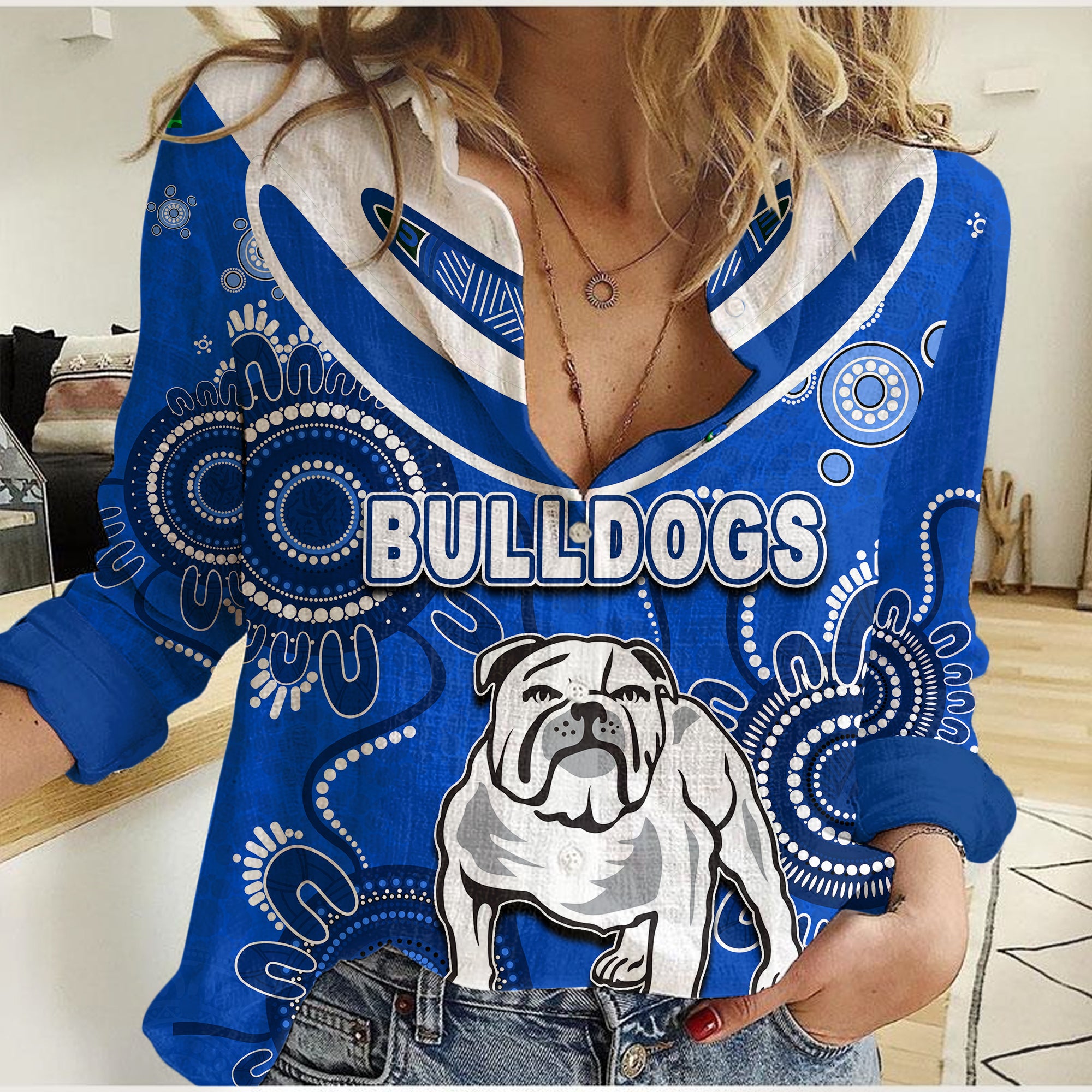Bulldogs Rugby Aboriginal Boomerang Casual Shirt - Vibe Hoodie Shop