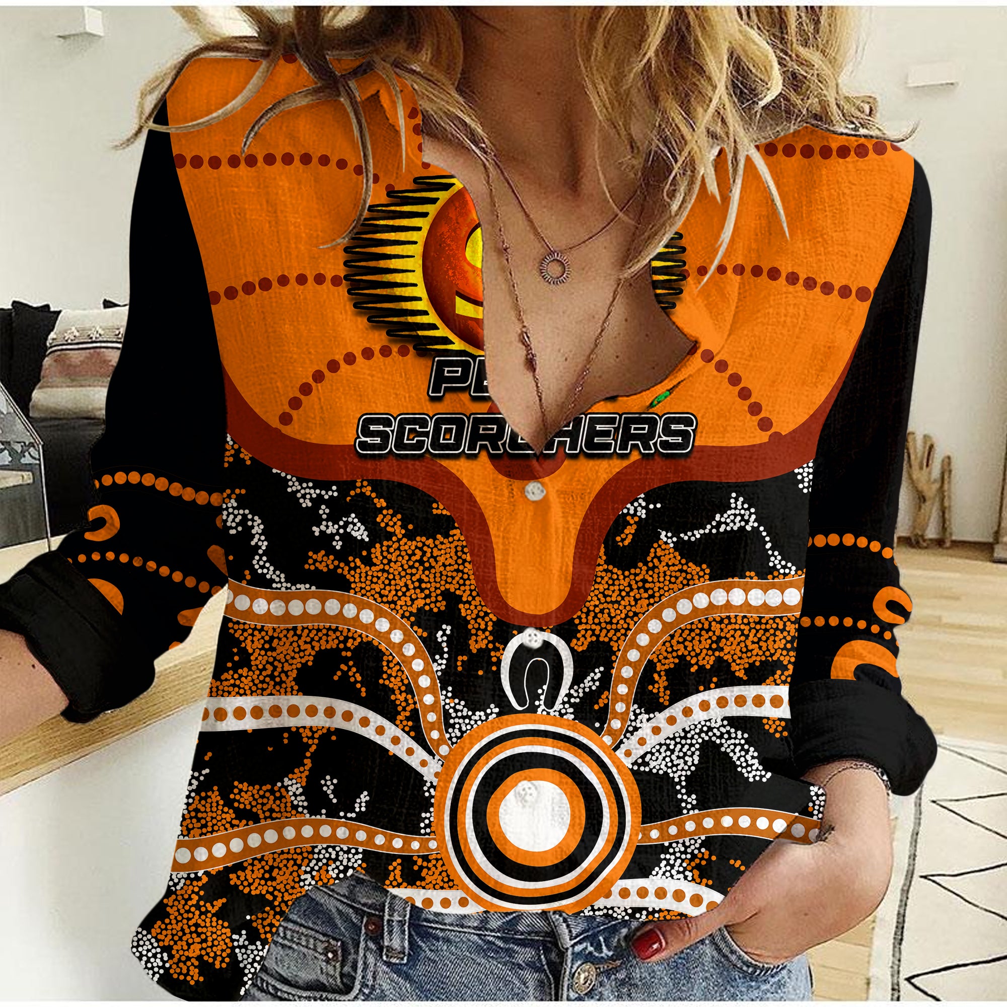 Perth Scorchers Casual shirt Cricket Dot Aboriginal - Vibe Hoodie Shop