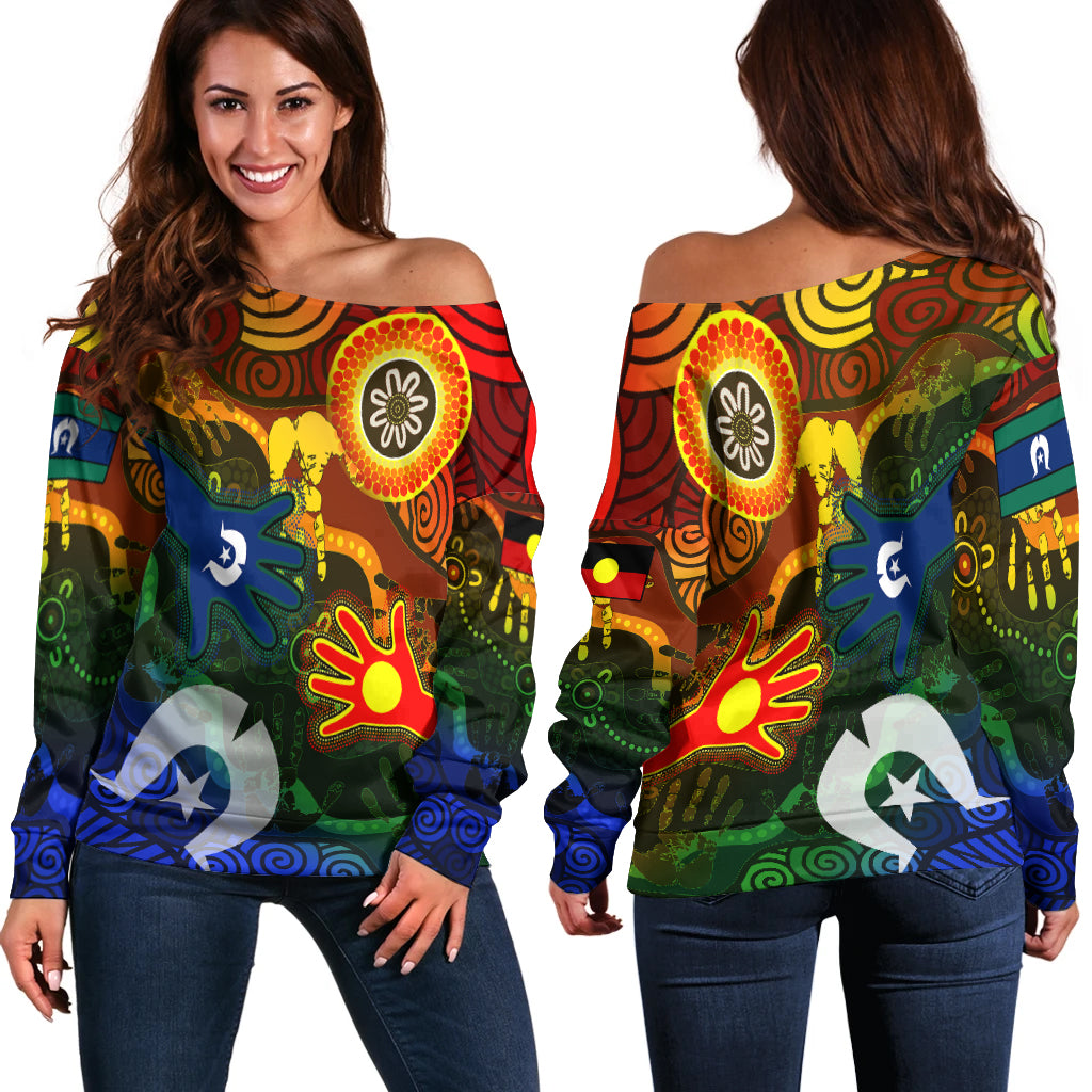 Aboriginal and Torres Strait Islander Peoples Women Off Shoulder Sweater - - Vibe Hoodie Shop