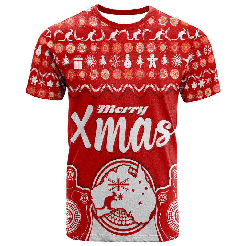 Australia Christmas Vibe With Symbol Aboriginal Dot Painting Style T Shirt  LT9 - Vibe Hoodie Shop