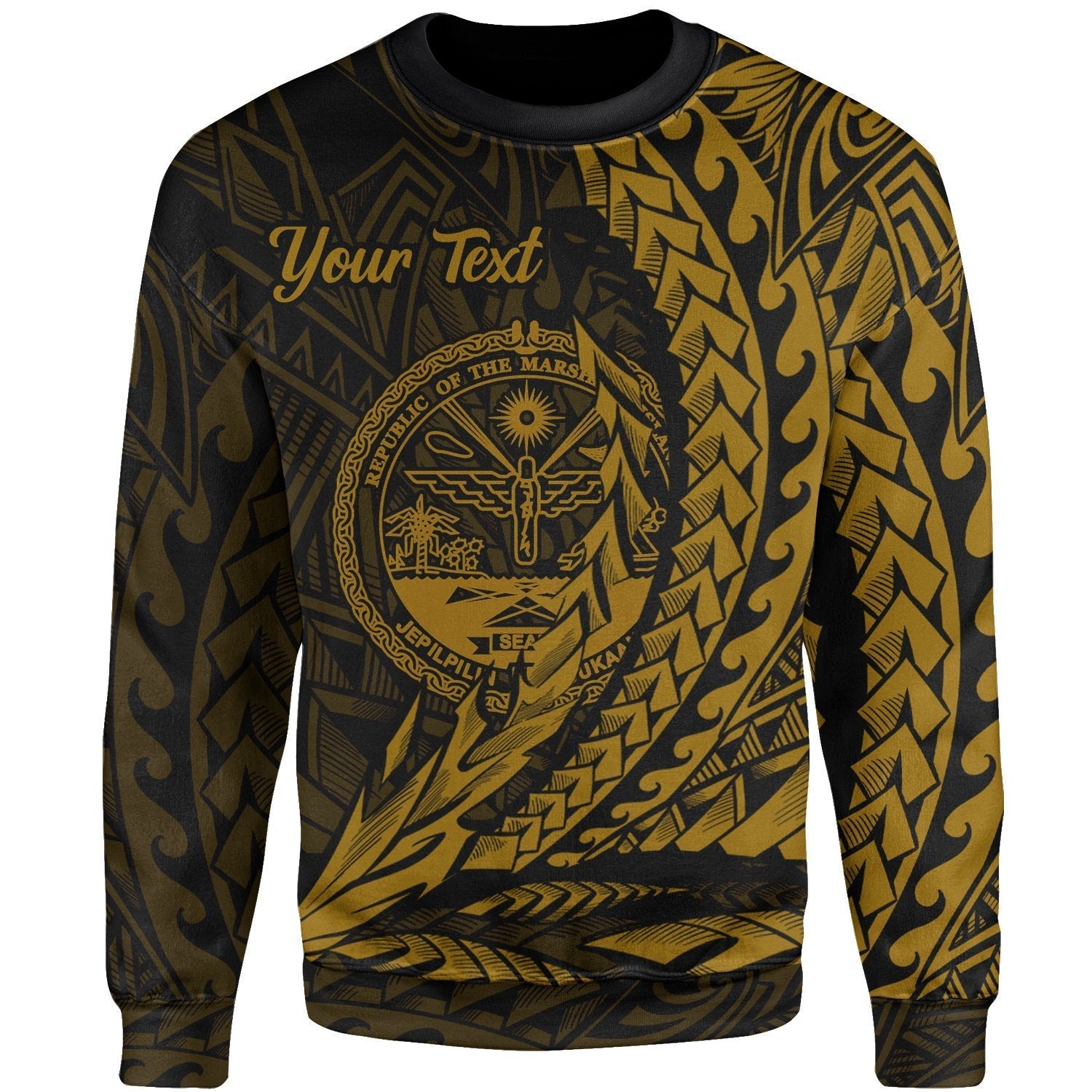 Marshall Islands Custom Personalised Sweatshirt - Wings Style Gold Color - Vibe Hoodie Shop