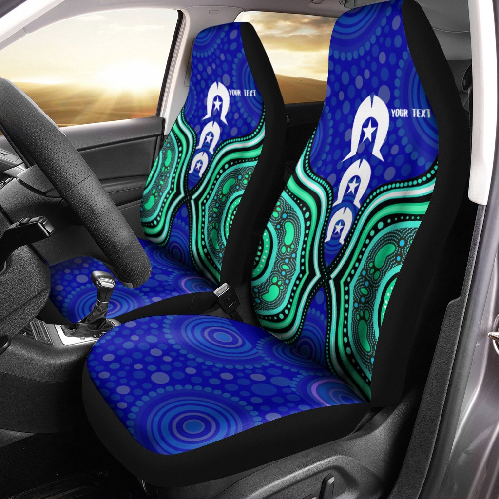 Torres Strait Personalised Car Seat Covers - Torres Strait Symbol And Aboriginal Patterns - Vibe Hoodie Shop