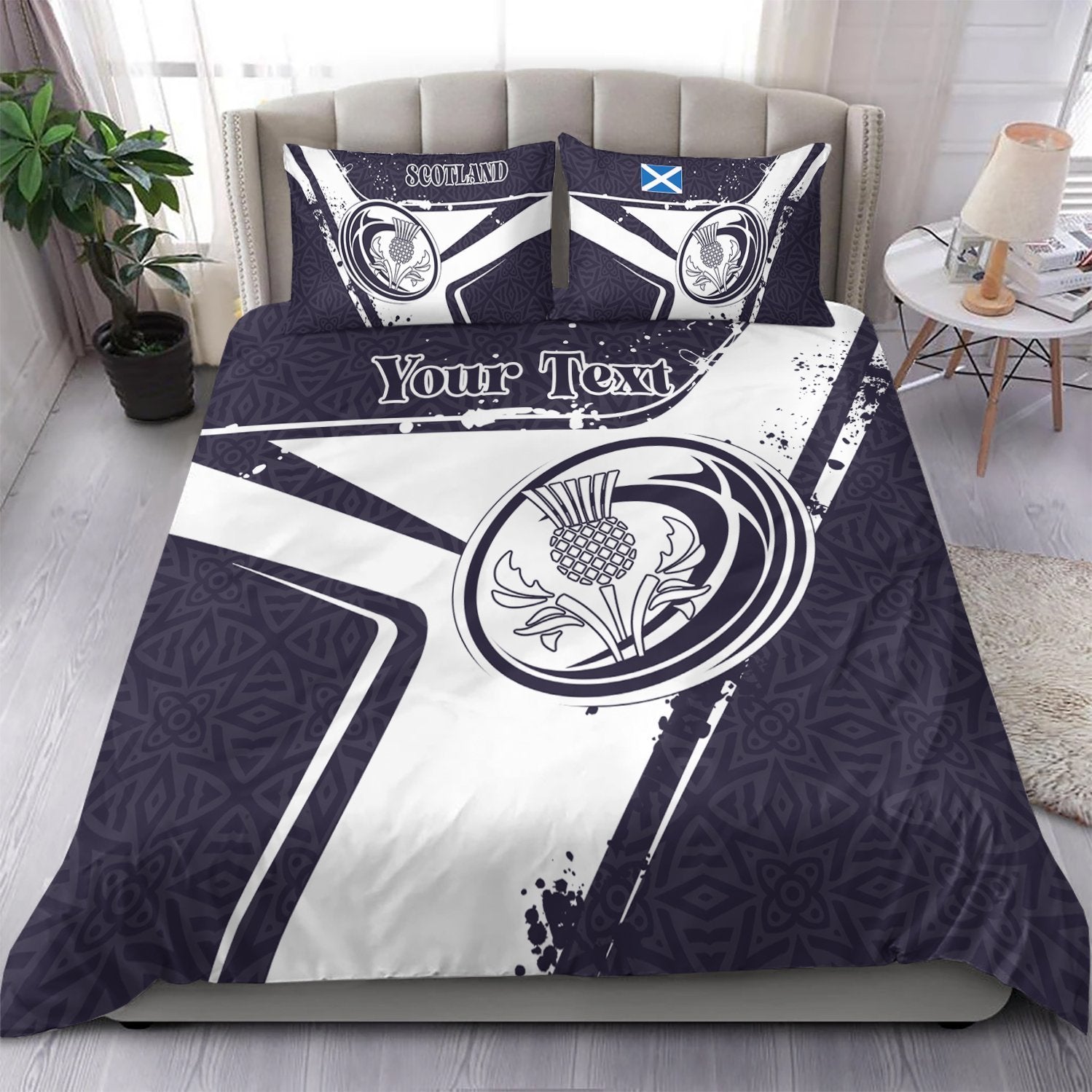 (Custom Text) Scotland Rugby Personalised Bedding Set - Scottish Rugby - Vibe Hoodie Shop