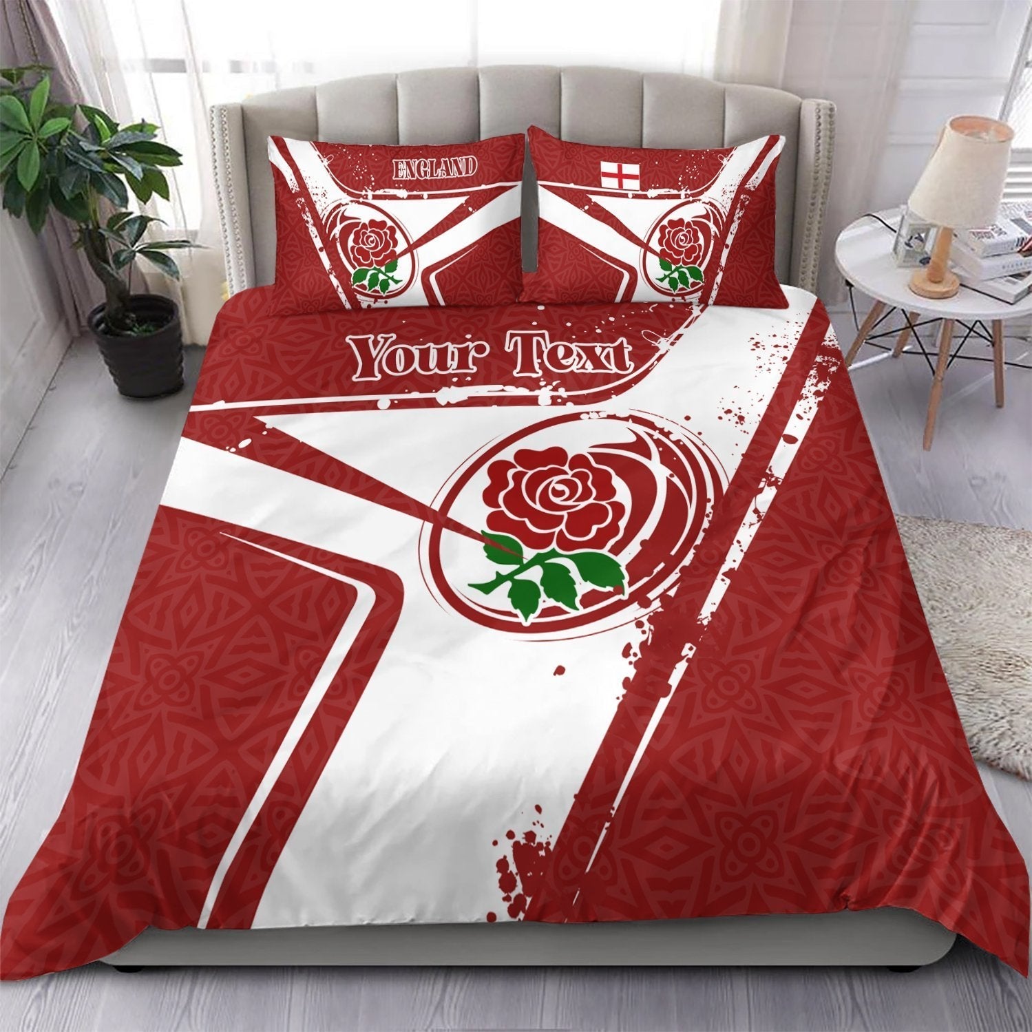 (Custom Text) England Rugby Personalised Bedding Set - England Rugby - Vibe Hoodie Shop