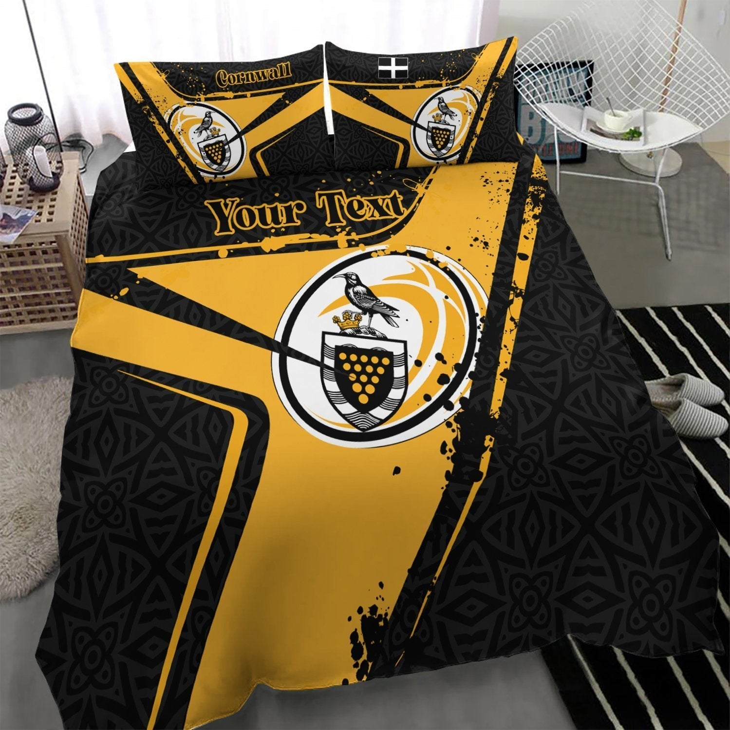 (Custom Text) Cornwall Rugby Personalised Bedding Set - Cornish Rugby - Vibe Hoodie Shop