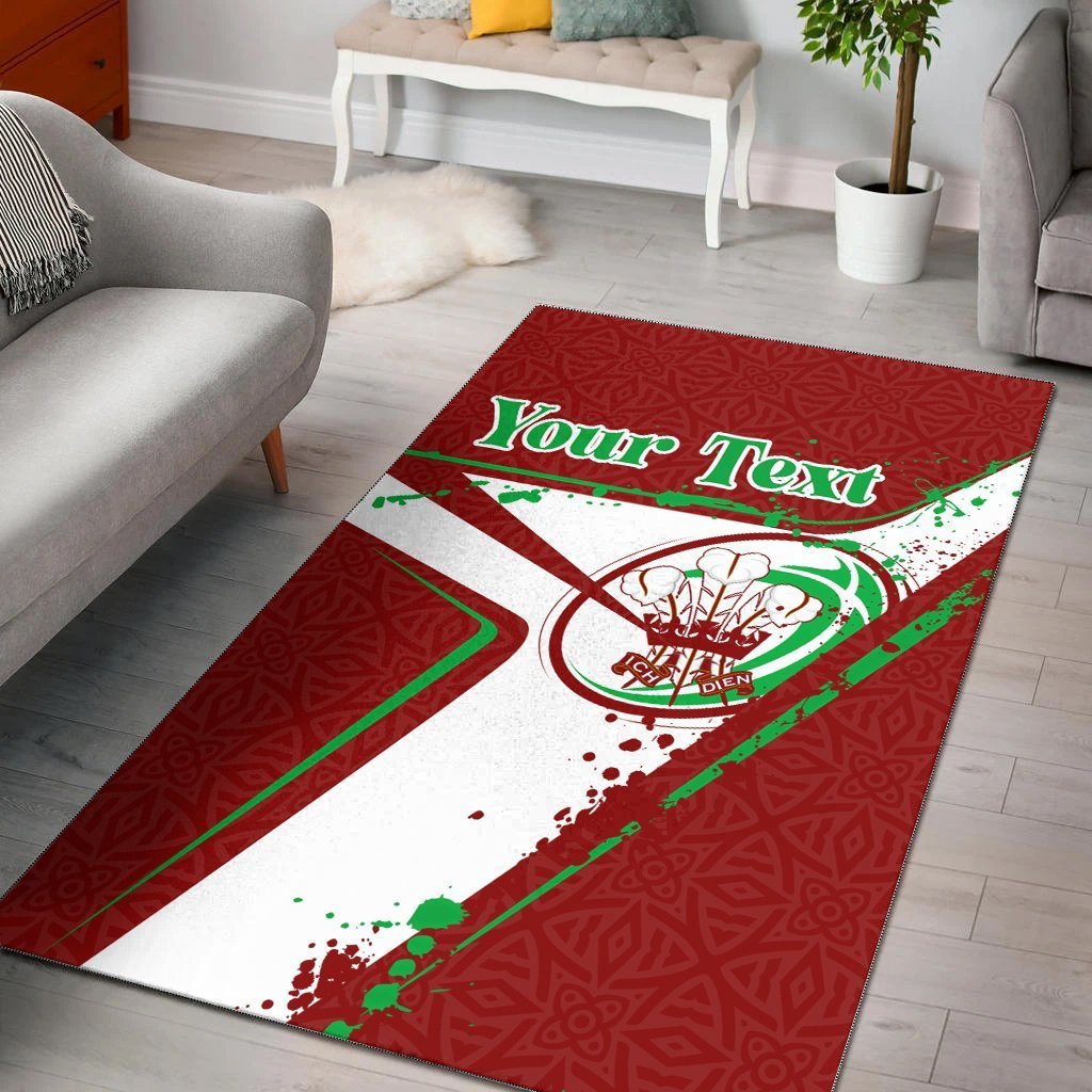 (Custom Text) Wales Rugby Personalised Area Rug - Welsh Rugby - Vibe Hoodie Shop