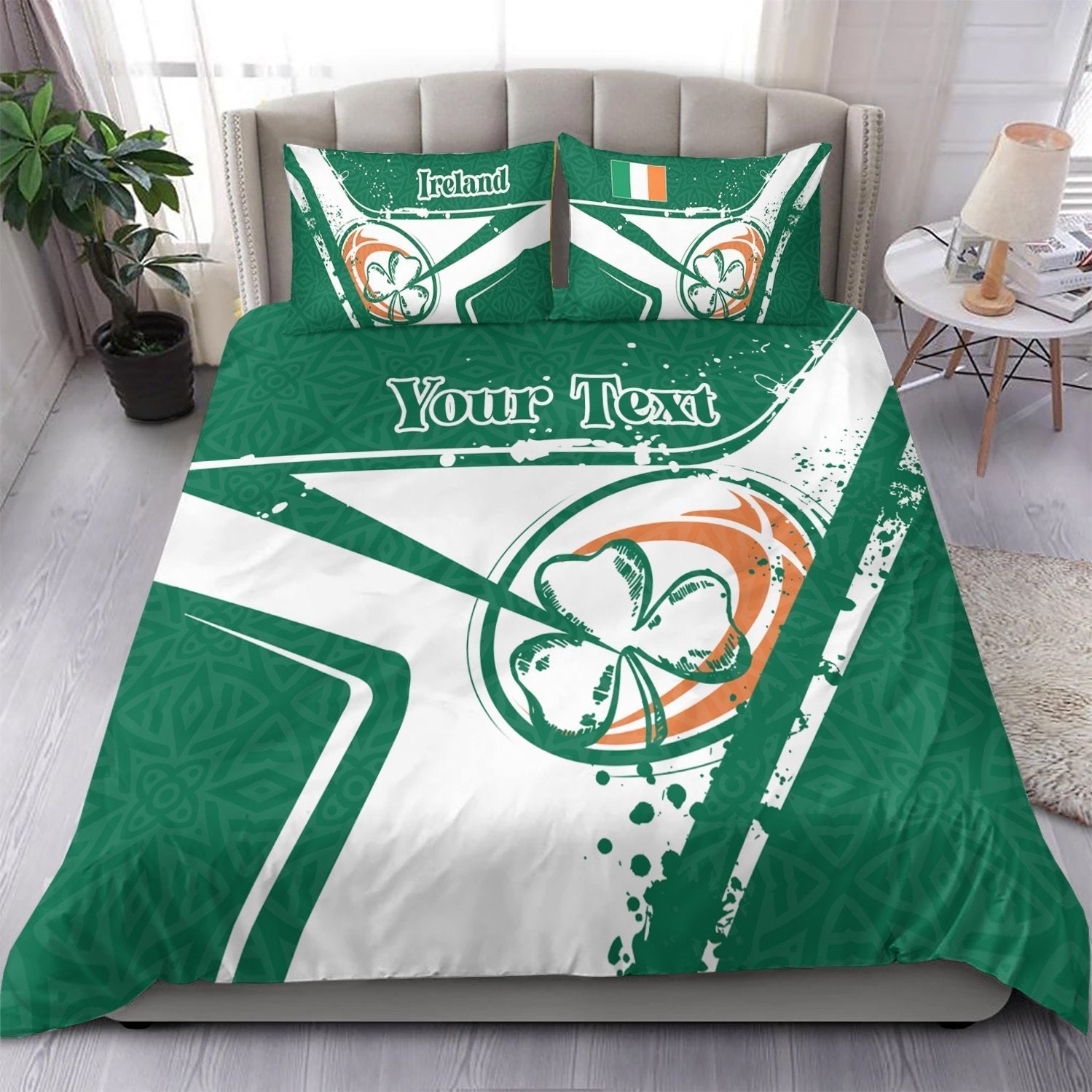 (Custom Text) Ireland Rugby Personalised Bedding Set - Irish Rugby - Vibe Hoodie Shop