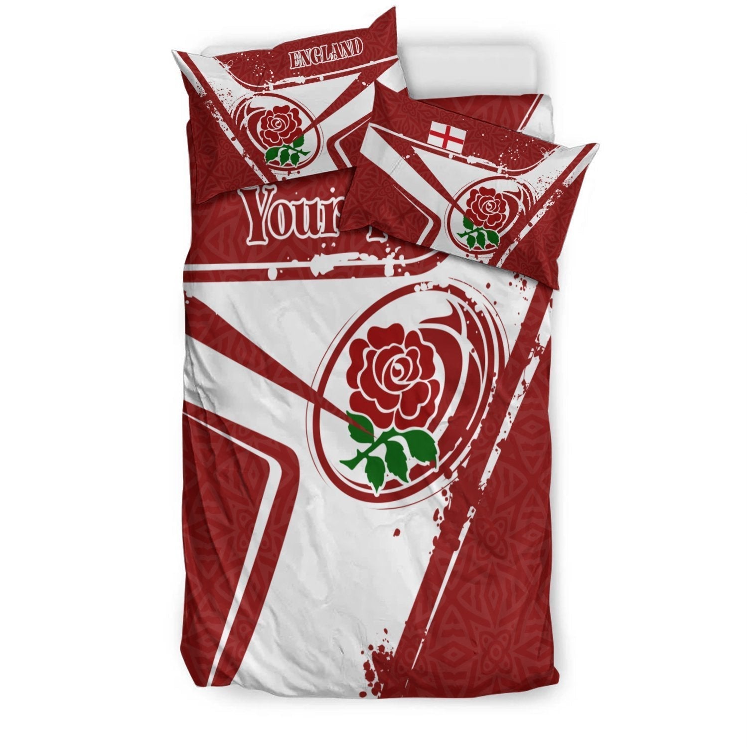 (Custom Text) England Rugby Personalised Bedding Set - England Rugby - Vibe Hoodie Shop