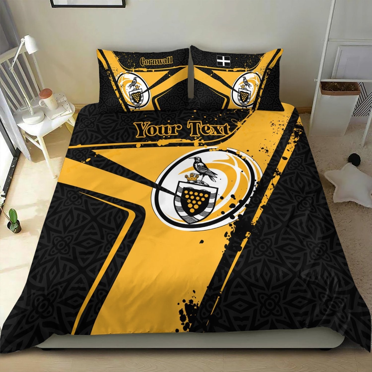 (Custom Text) Cornwall Rugby Personalised Bedding Set - Cornish Rugby - Vibe Hoodie Shop