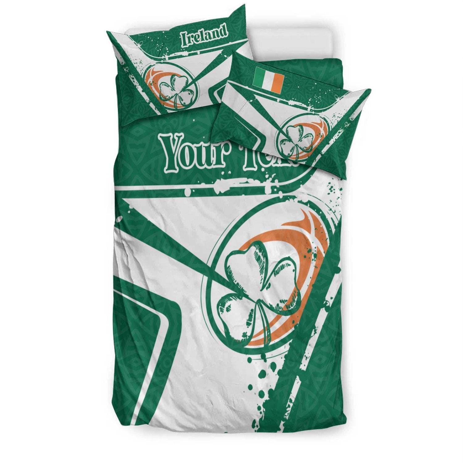 (Custom Text) Ireland Rugby Personalised Bedding Set - Irish Rugby - Vibe Hoodie Shop