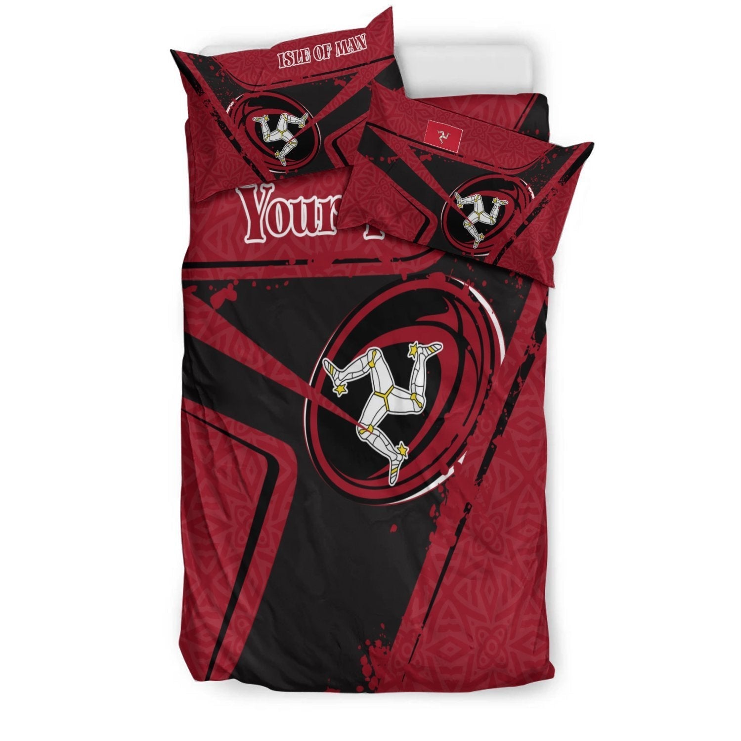 (Custom Text) Isle Of Man Rugby Personalised Bedding Set - Isle Of Man Rugby - Vibe Hoodie Shop
