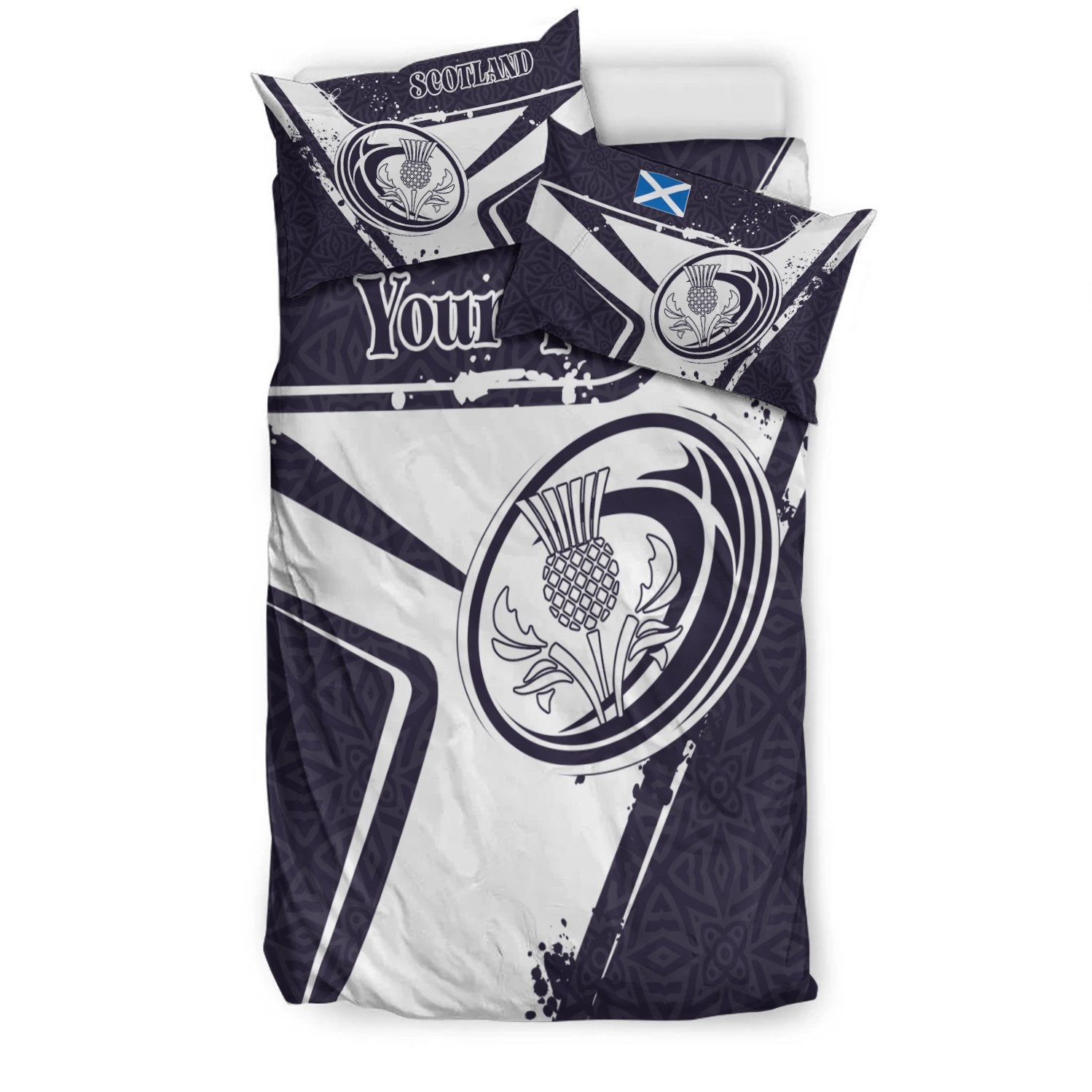 (Custom Text) Scotland Rugby Personalised Bedding Set - Scottish Rugby - Vibe Hoodie Shop