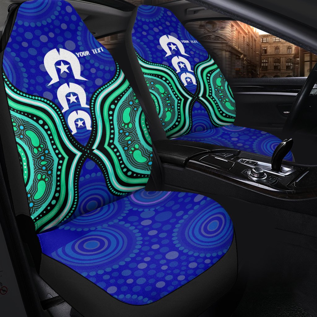 Torres Strait Personalised Car Seat Covers - Torres Strait Symbol And Aboriginal Patterns - Vibe Hoodie Shop