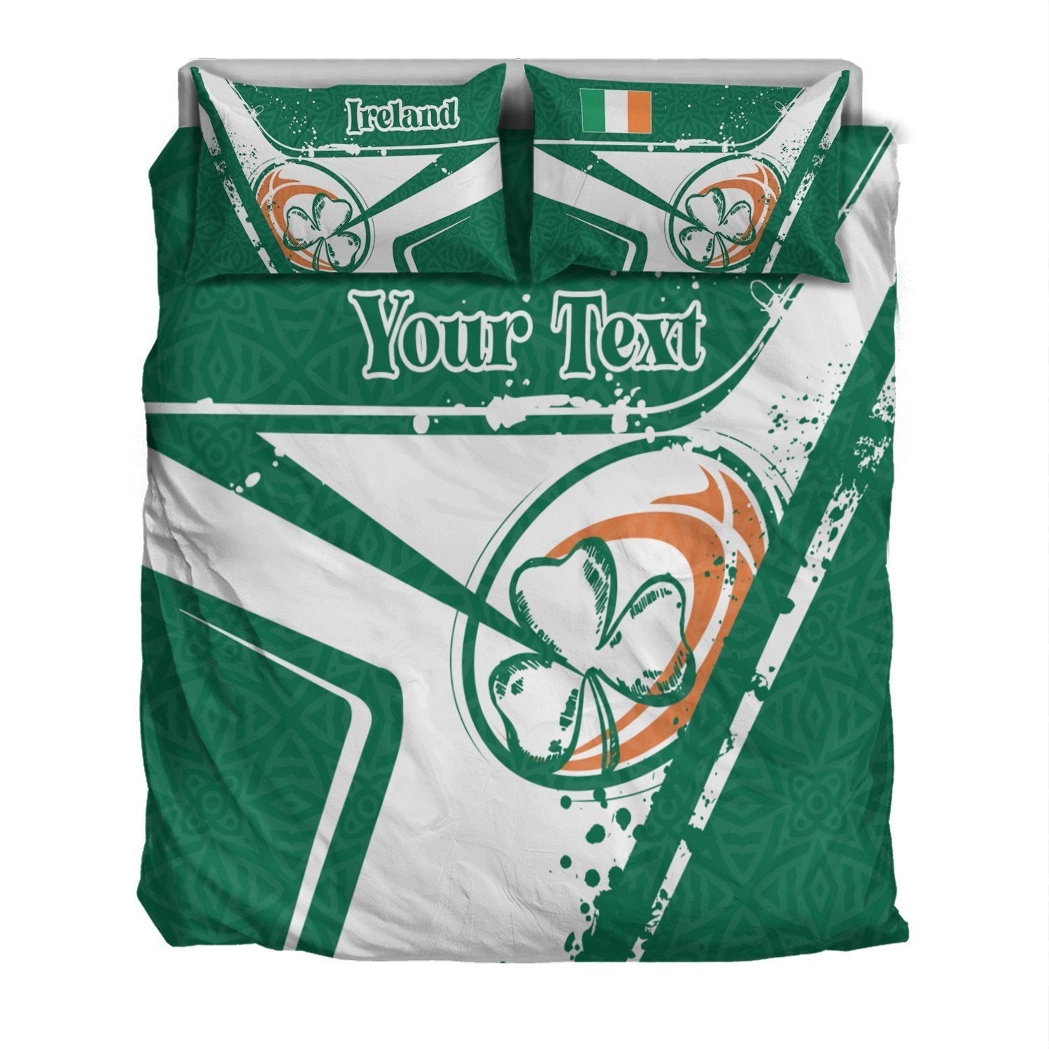 (Custom Text) Ireland Rugby Personalised Bedding Set - Irish Rugby - Vibe Hoodie Shop
