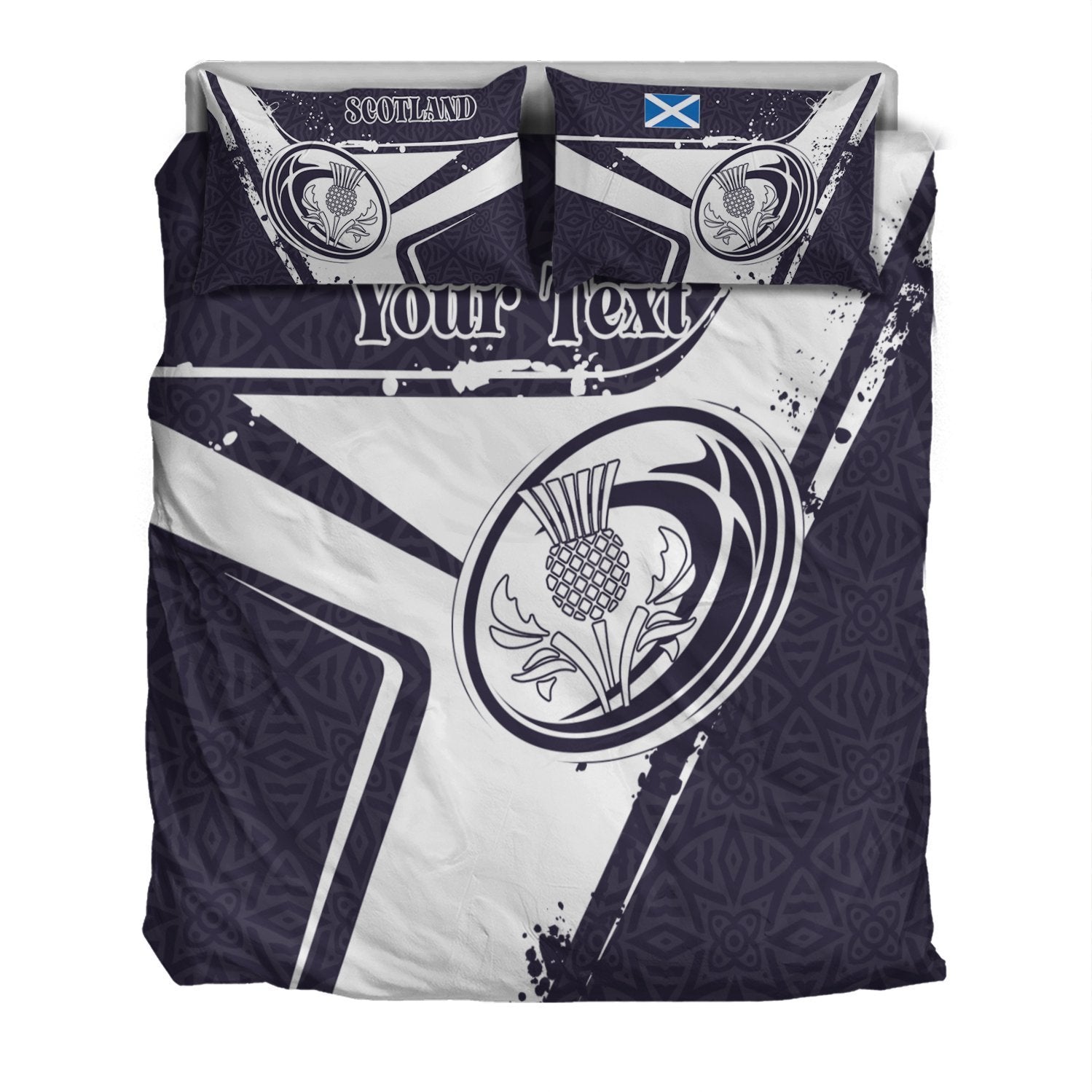 (Custom Text) Scotland Rugby Personalised Bedding Set - Scottish Rugby - Vibe Hoodie Shop