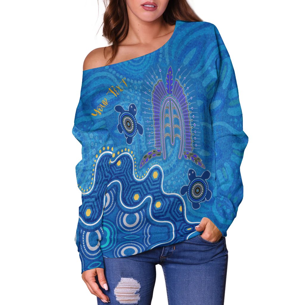 Torres Strait Personalised Women's Off Shoulder - Dhari And Turtle - Vibe Hoodie Shop